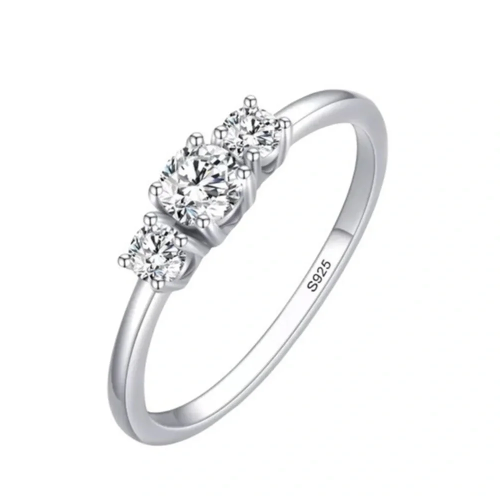 925 Sterling Silver Sparkling Cubic Zirconia Stackable Ring